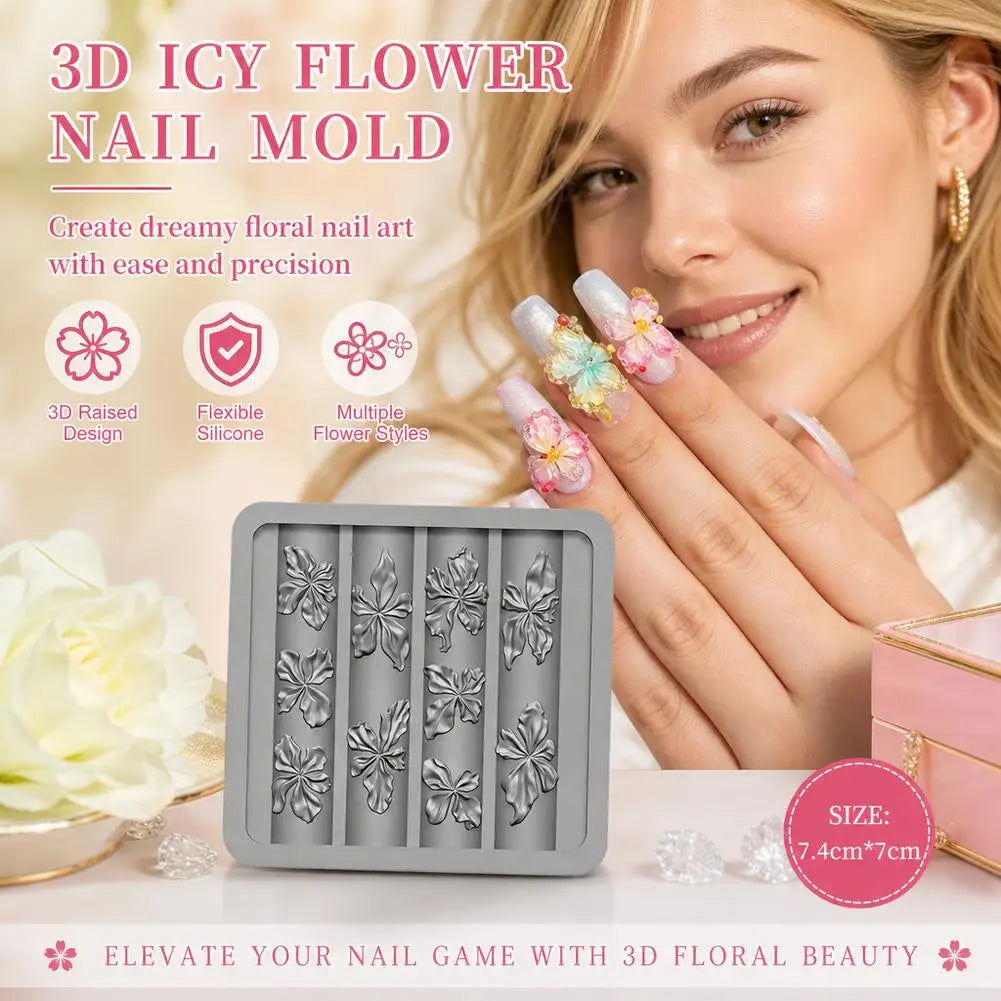 3D Flower Silicone Nail Art Mold | DIY Floral Manicure Stencil Nail Art Mold QXL