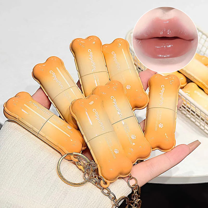 Cappuvini Bear Doodle Mirror Lip Gloss | Shiny Nude Lip Glaze Lip Gloss QXL