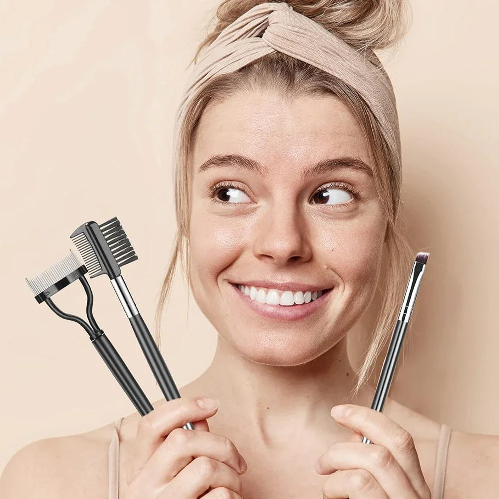 3/5-Pc Eyebrow Brush & Lash Separator Set with Scissor Eyebrow Brush Set QXL