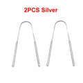 U-Shaped Stainless Steel Tongue Scraper | 4 Colors Tongue Scraper QXL Silver-2Pcs