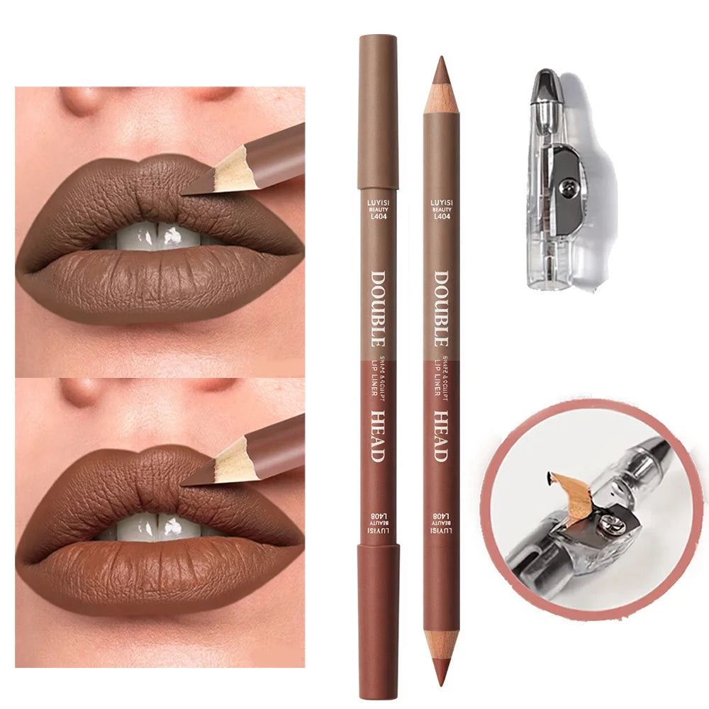 Matte Double-Ended Lip Liner + Sharpener | Waterproof Lip Liner Pencil QXL