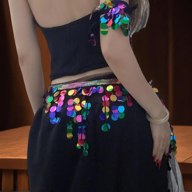 Sequined Tassel Waist Belt | Belly Dance & Hip Hop Chain Dance Waist Belt QXL