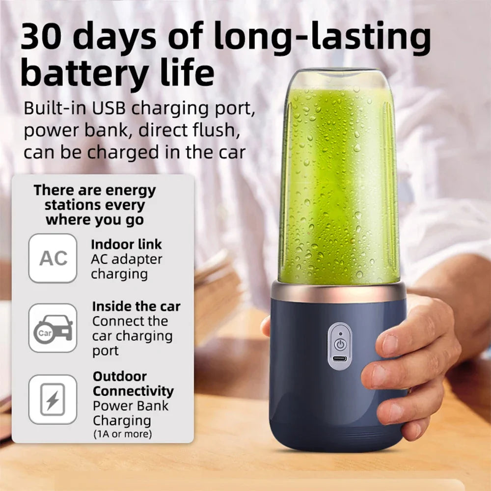 Portable USB Rechargeable Personal Blender | 6-Blade Juicer Personal Travel Blender QXL