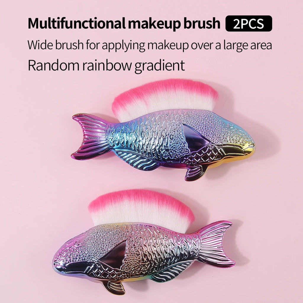 Fish-Shaped Rainbow Gradient Makeup Brush Set – 2 Pack Makeup Brush Set QXL