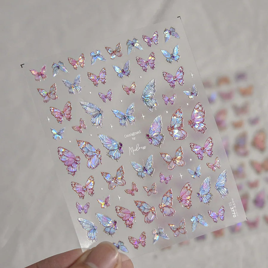 5D Aurora Butterfly Nail Art Stickers | Self-Adhesive Decals Nail Art Stickers QXL