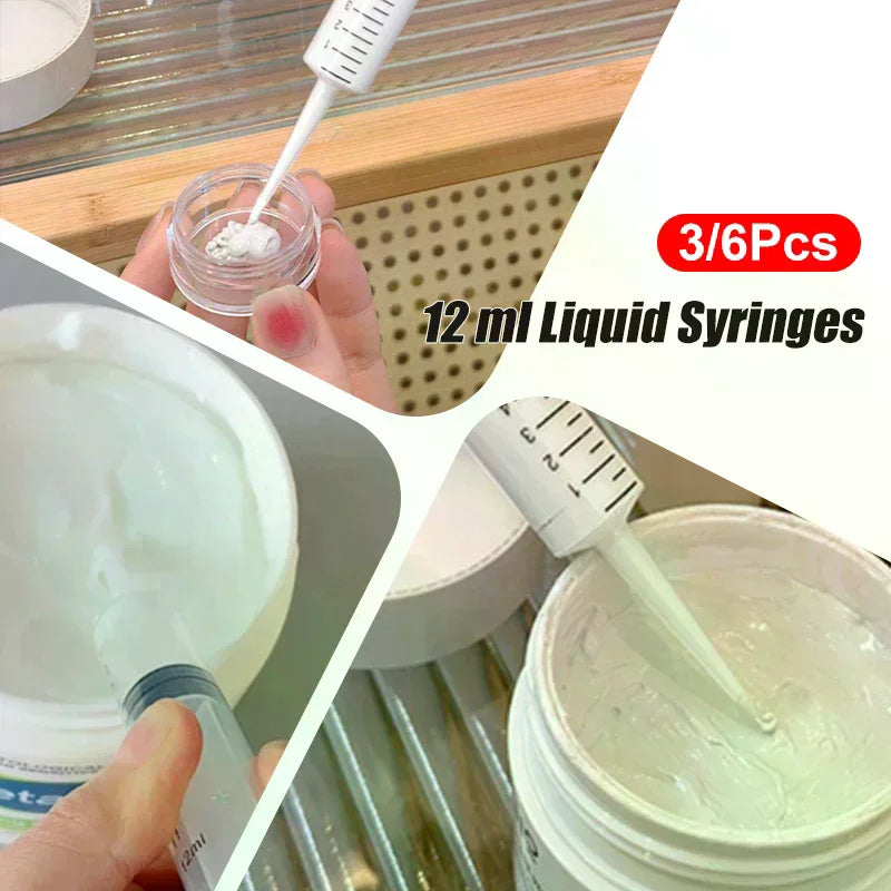 12ml No-Needle Plastic Dispensing Syringes | 3 or 6 Pack Liquid Dispensing Syringe QXL