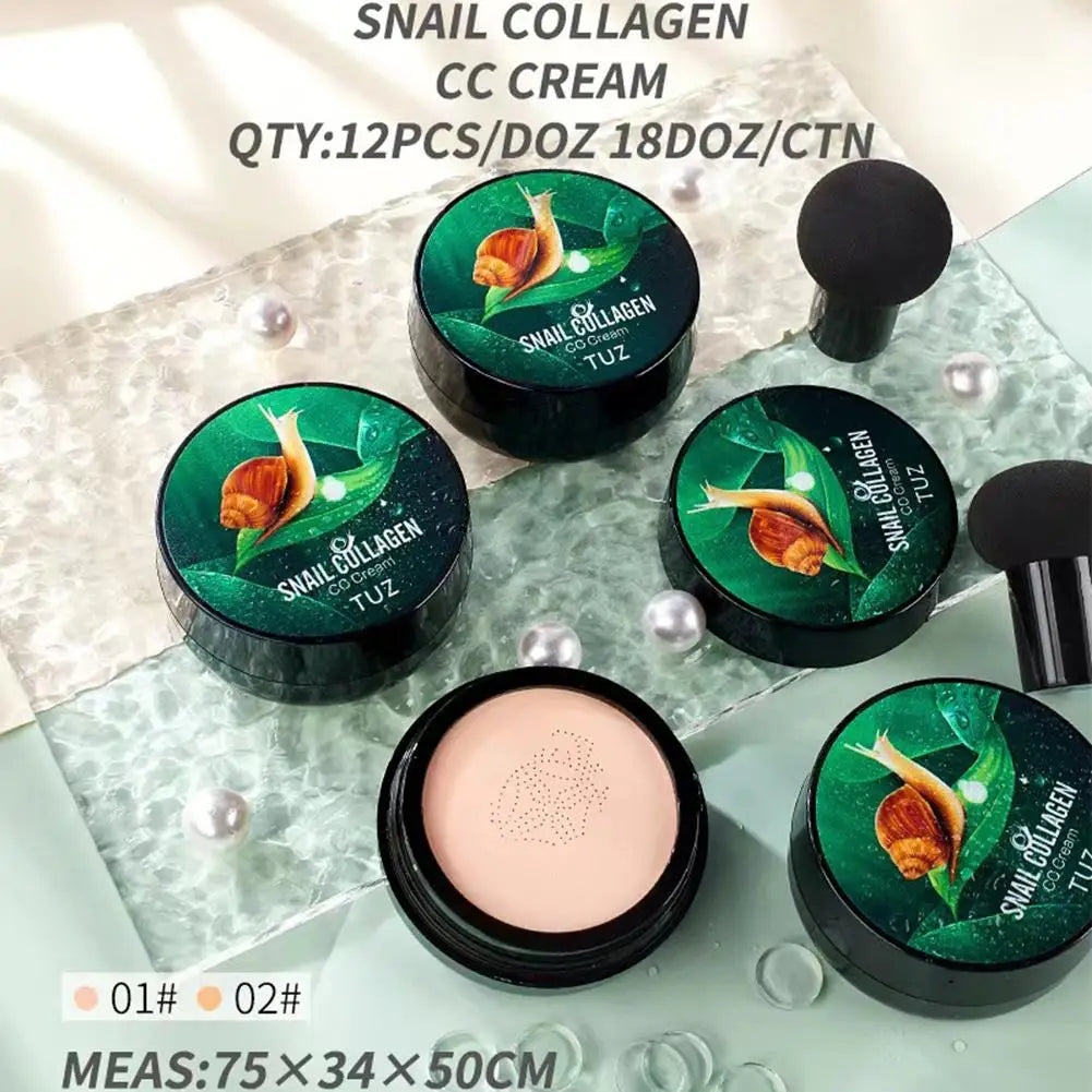 Snail Collagen CC Cream Mushroom Cushion Foundation & Concealer Cushion CC Cream QXL