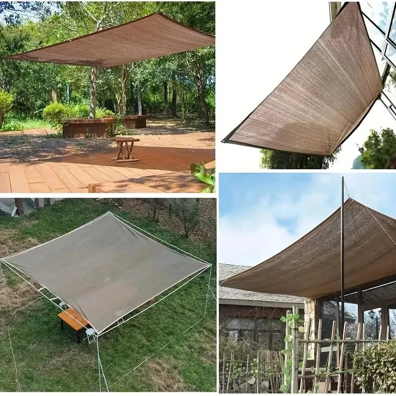 Brown UV Protection Sun Shade Sail Net | Multiple Sizes Outdoor Sun Shade Sail QXL