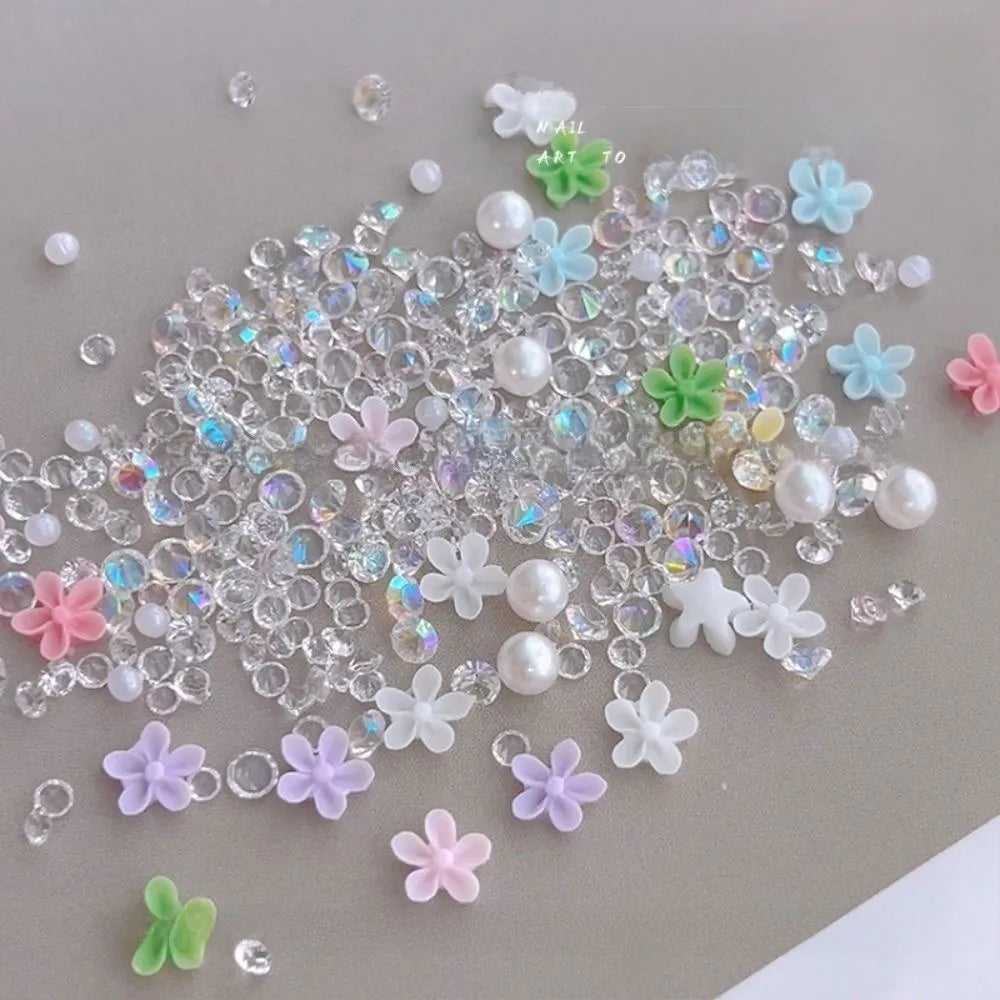 Floral Pearl Nail Art Charms | DIY Manicure Decoration Box Nail Art Charms QXL