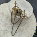 Retro Steampunk Gear Brooch & Tassel Chain Lapel Pin | Alloy Brooch Lapel Pin QXL A2