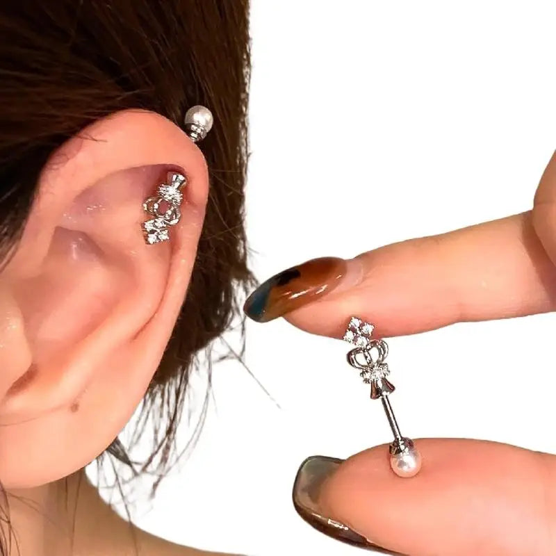 Shiny Zircon Cross Stud Earrings | Fashion Body Piercing Cross Stud Earrings QXL