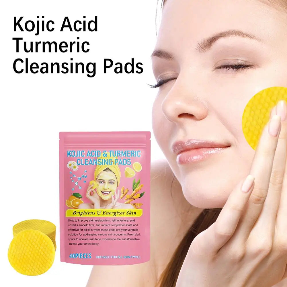 40-Pack Kojic Acid & Turmeric Brightening Cleansing Face Pads Brightening Face Pads QXL