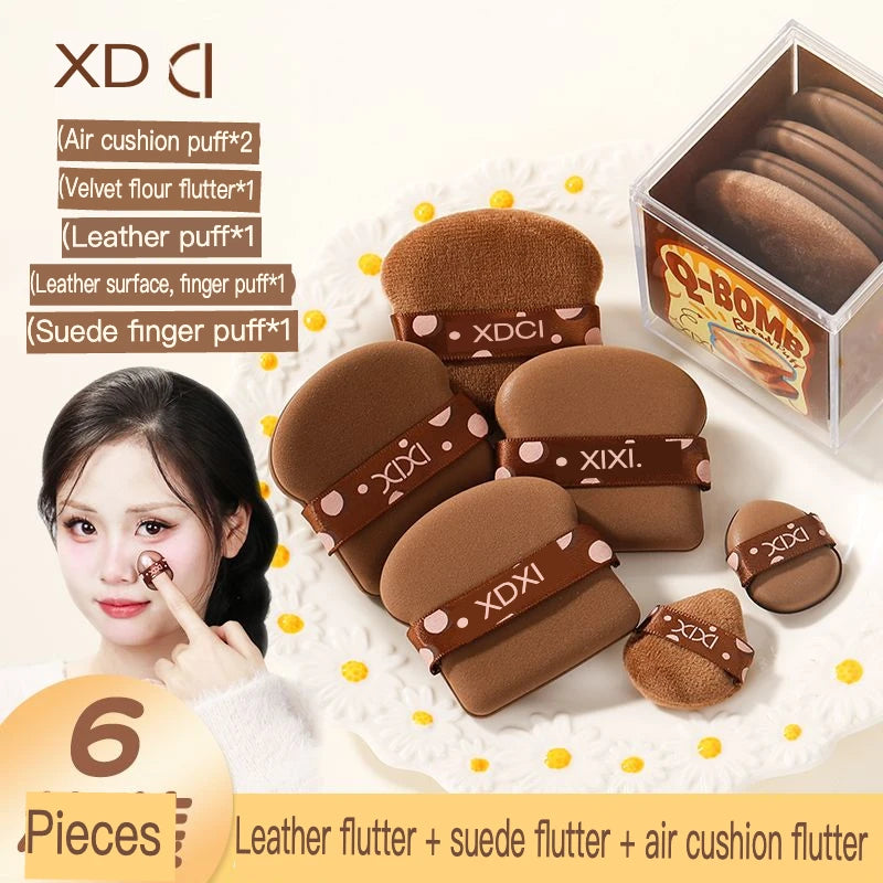 Air Cushion Powder Puff Set – Soft Dry & Wet Sponge Puffs (6pc) Makeup Sponge Puff Set QXL chocolate