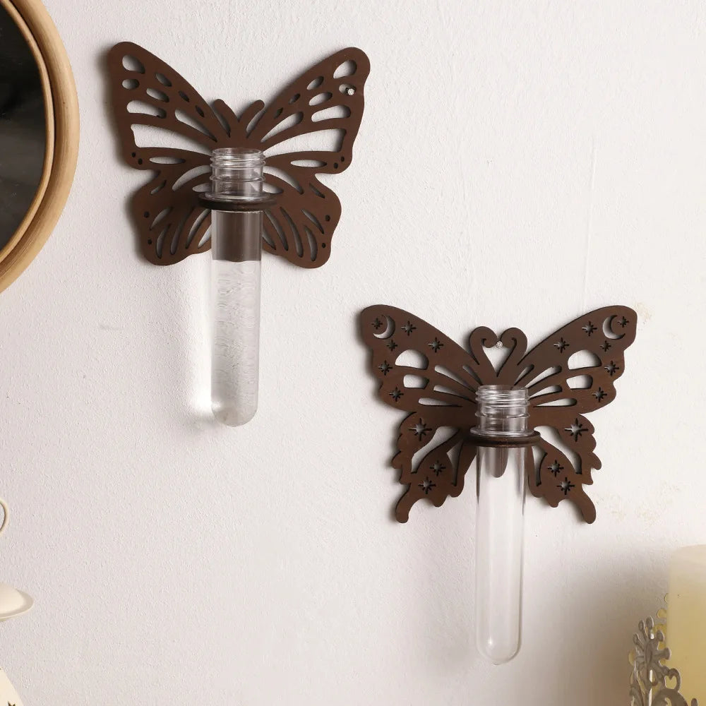 Butterfly Wall-Mounted Glass Vase & Aromatherapy Holder Wall Vase Decor QXL
