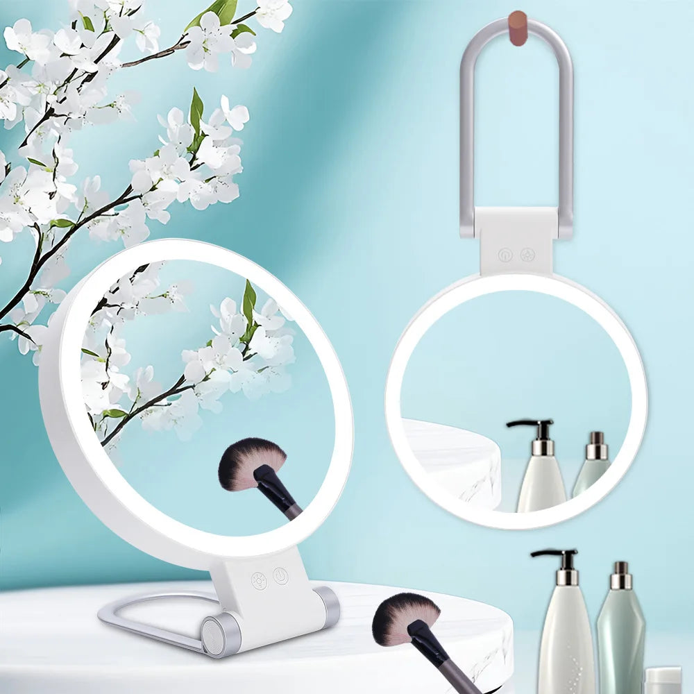 LED Vanity Mirror 10x Magnifying | 3-Color Touch Dimmer USB LED Vanity Mirror QXL