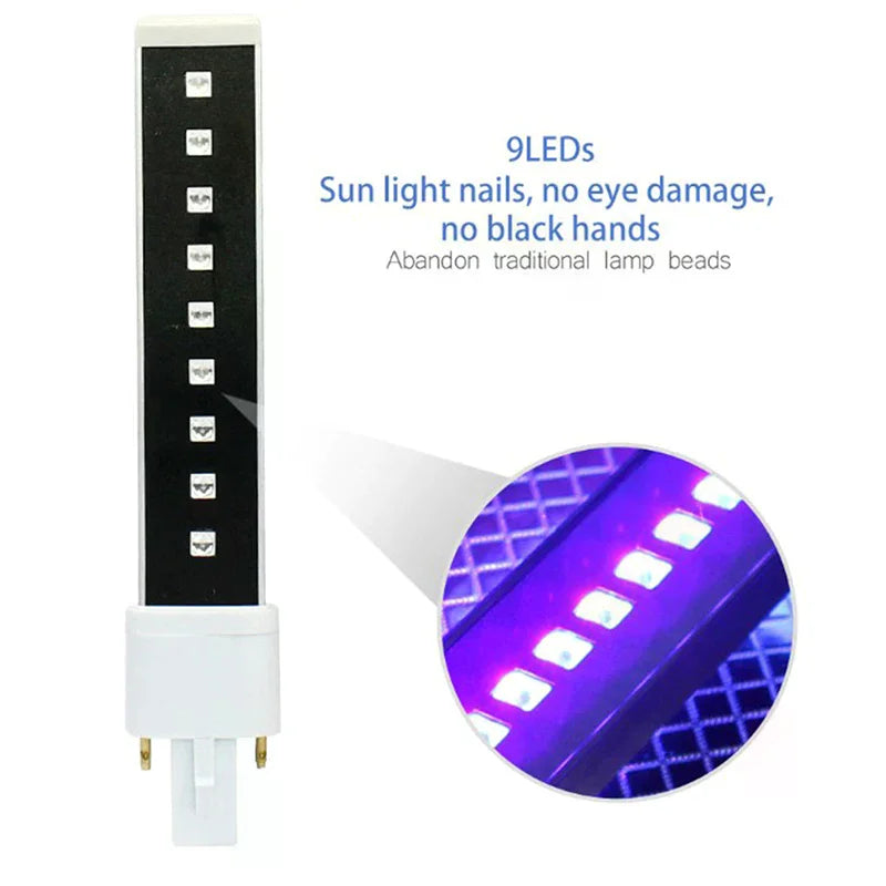 9W UV LED Nail Lamp Bulb | 9 LEDs Dual Wavelength Gel Curing Nail Lamp Bulb QXL Default Title