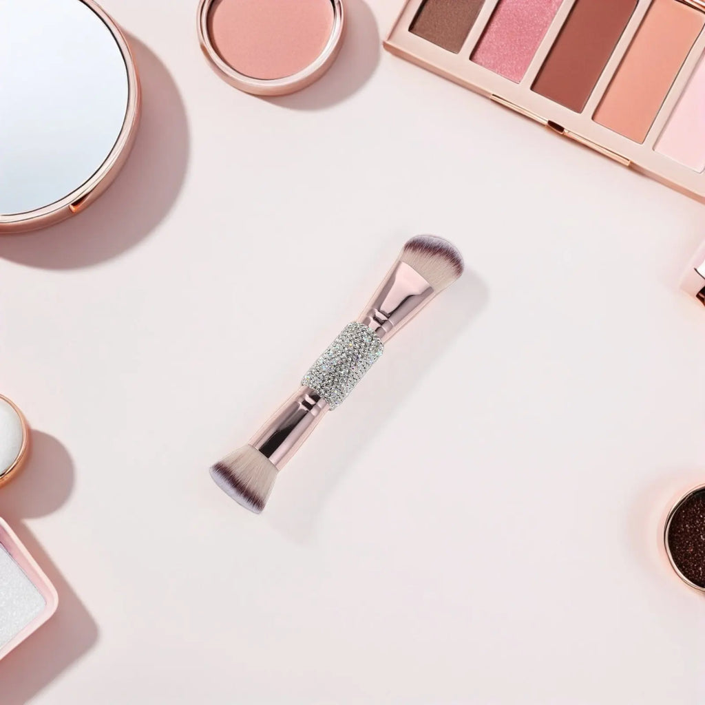 Rhinestone Dual-Ended Makeup Brush | Foundation Blush Contour Dual-Ended Makeup Brush QXL