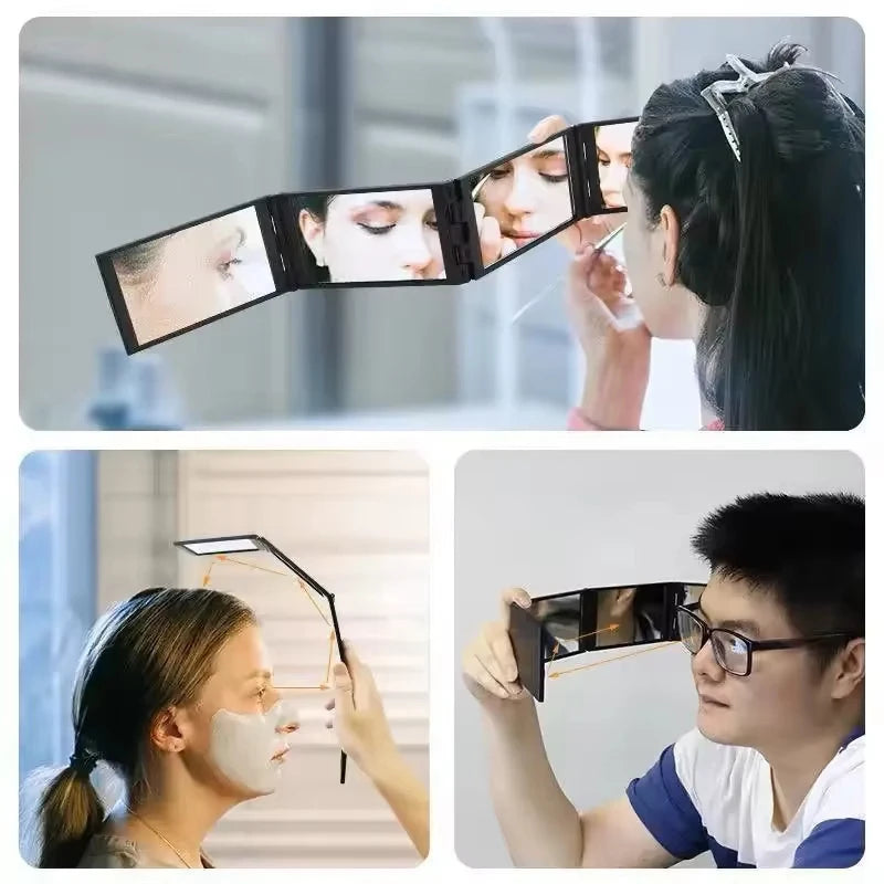 4-Way 360° Foldable Makeup Mirror | Handheld & Desktop