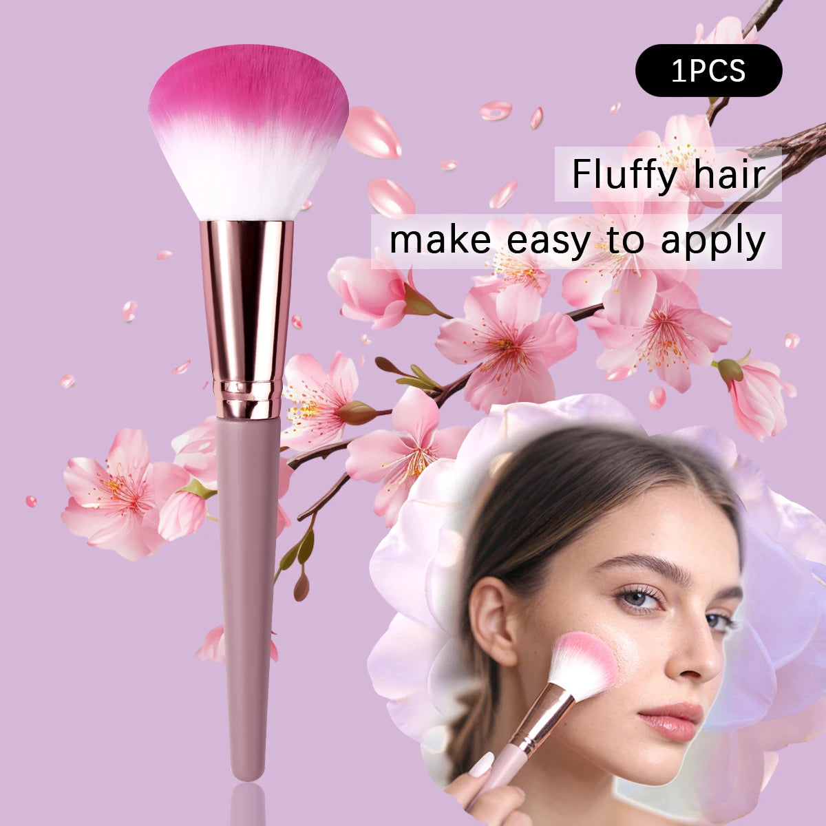 KOSSHOW Soft Fiber Powder & Blush Makeup Brush – Purple Makeup Brush QXL