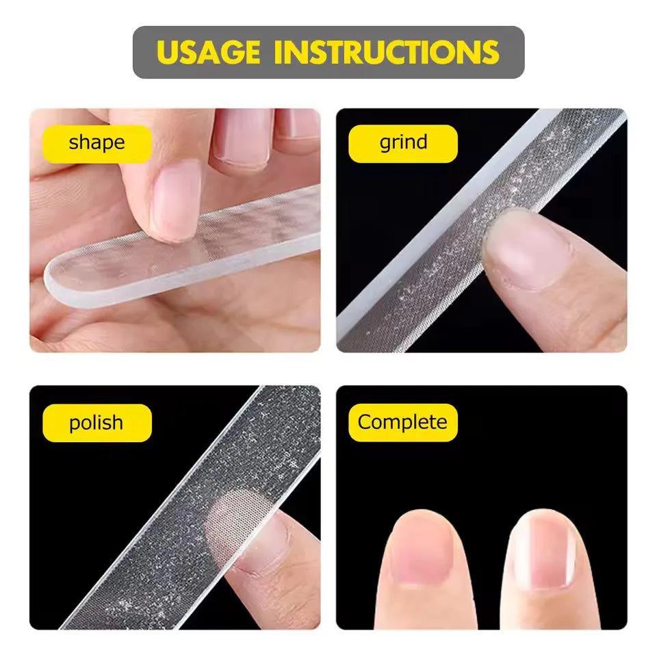 Glass Nano Nail Buffer & Crystal Shiner | 1–8 Pcs Nail File Set Glass Nail File QXL