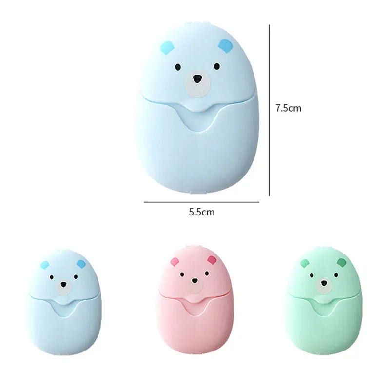 50-Pack Disposable Travel Soap Sheets | Bear Cartoon Box Disposable Soap Sheets QXL