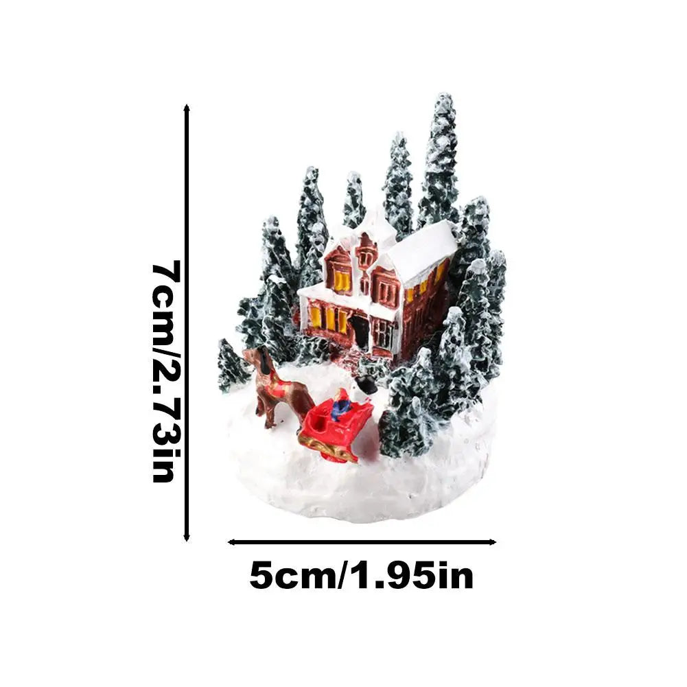 LED Christmas Village House Resin Statue | Holiday Decor Christmas Village Statue QXL