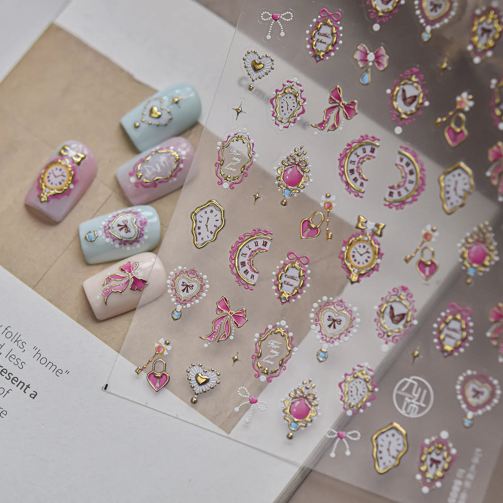 5D Lolita Retro Nail Art Stickers – Butterfly, Bow & Moon Decals Nail Art Stickers QXL