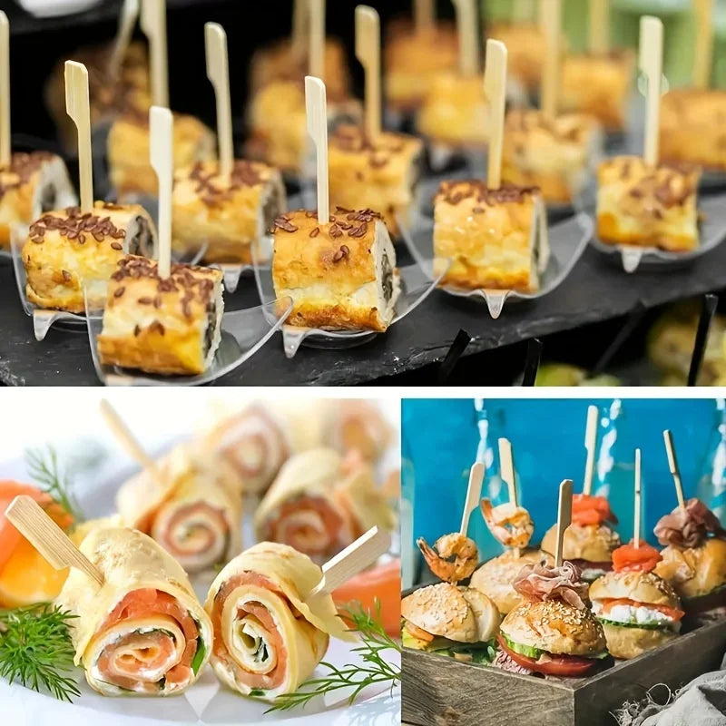 100-Pack Disposable Bamboo Skewers | BBQ, Fruit & Cocktail Bamboo Skewers QXL