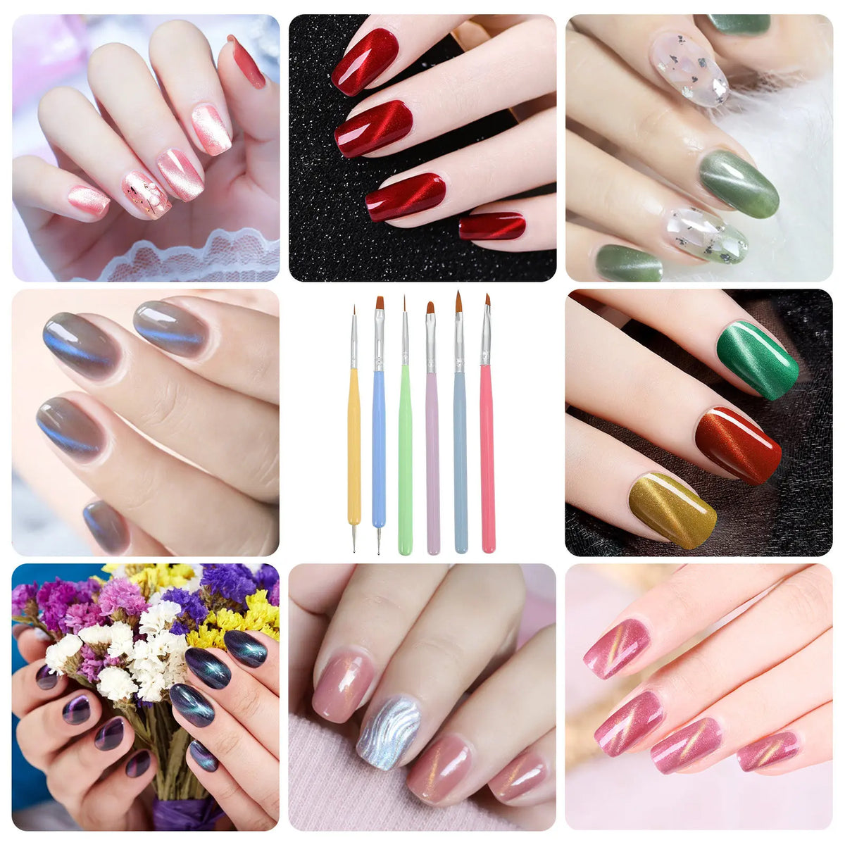6-Piece Nail Art Brush & Dotting Pen Set | DIY Manicure Kit Nail Art Brush Set QXL Default Title