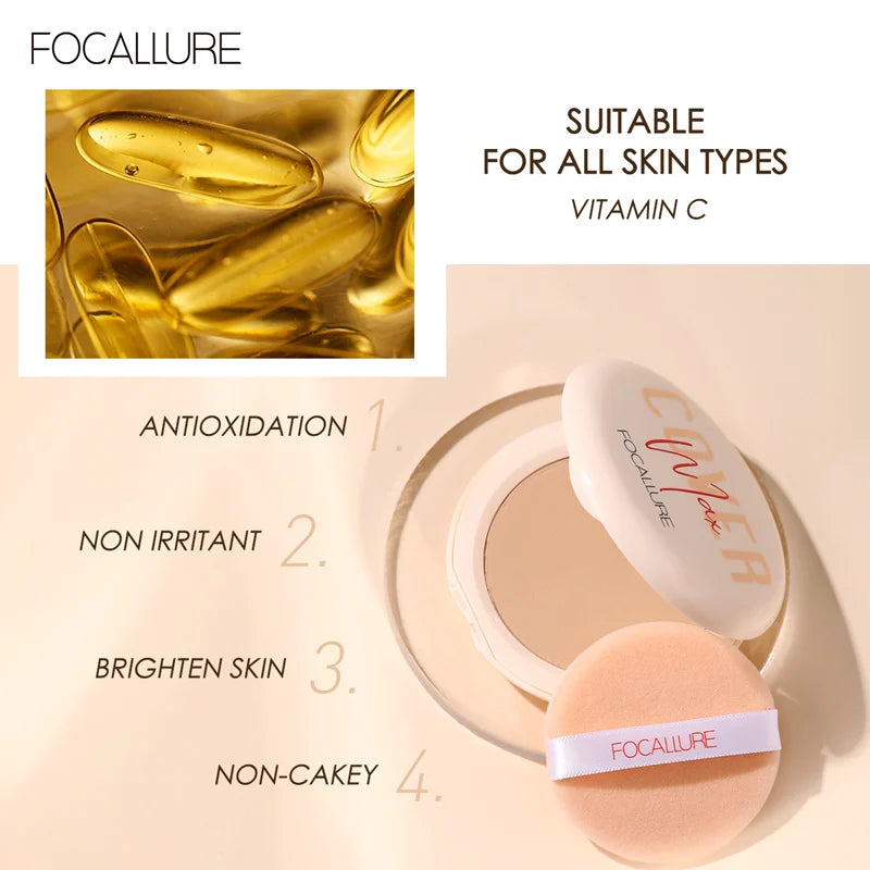 FOCALLURE Matte Pressed Powder | 24H Oil-Control Setting Powder Pressed Setting Powder QXL