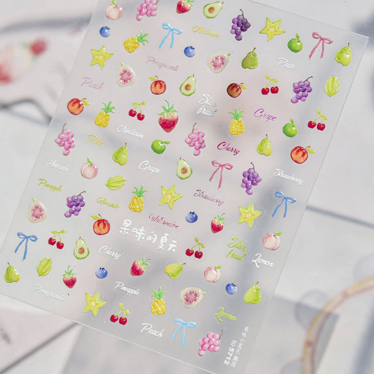 5D Fruit & Bow Embossed Nail Art Stickers | DIY Decals Nail Art Stickers QXL