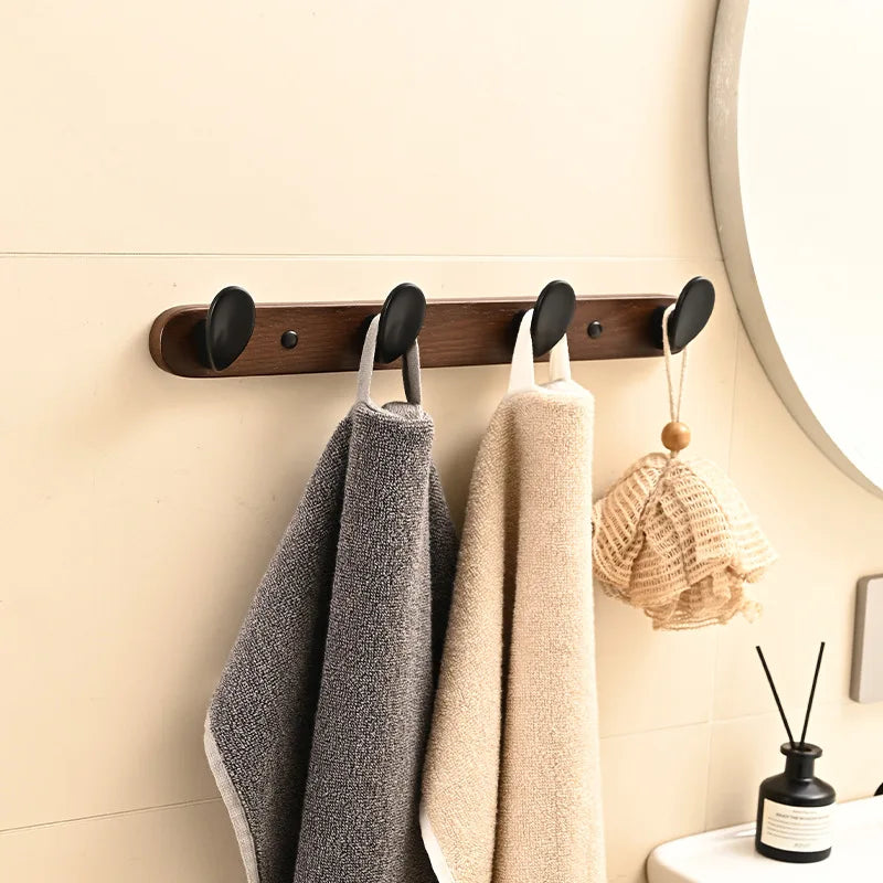 Solid Oak Wall-Mounted Coat Hook Rack | Home Organizer Wall Hook Rack QXL