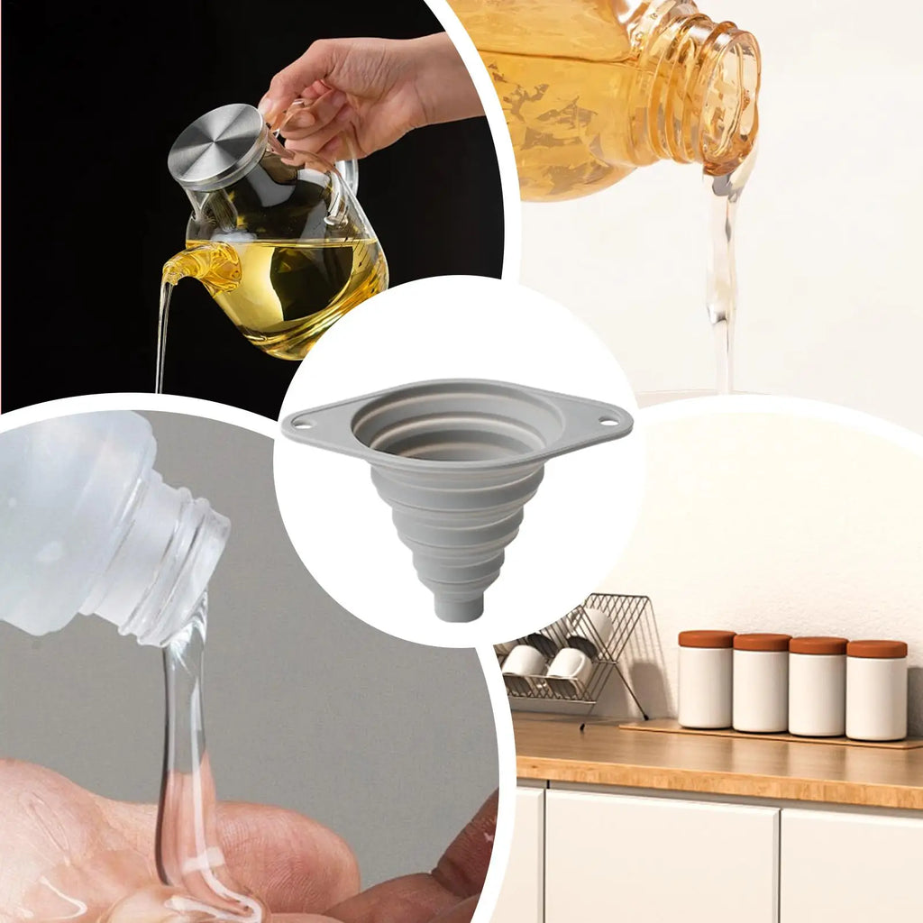 Food-Grade Silicone Folding Funnel | Wide-Mouth Kitchen Kitchen Funnel QXL