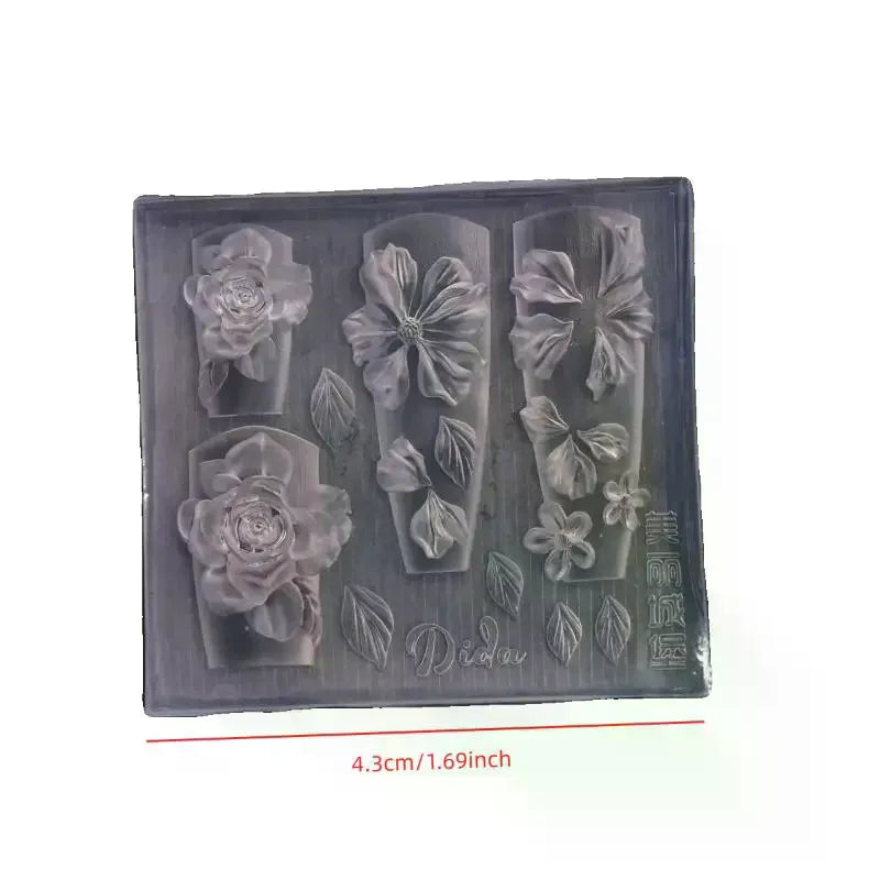 3D Rose Ice Flower Silicone Nail Mold | Resin Carving Mold Silicone Nail Mold QXL
