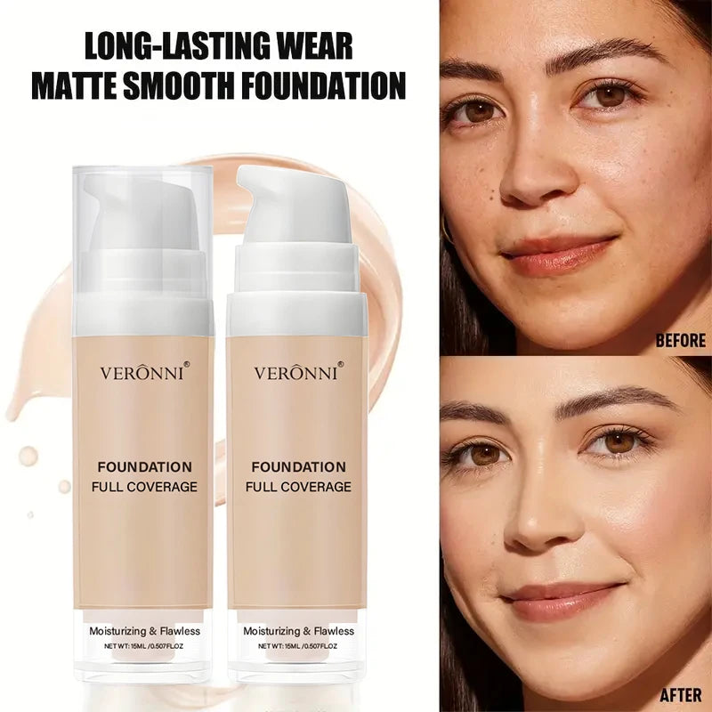15ml Full Coverage Liquid Foundation – Waterproof Matte Liquid Foundation QXL