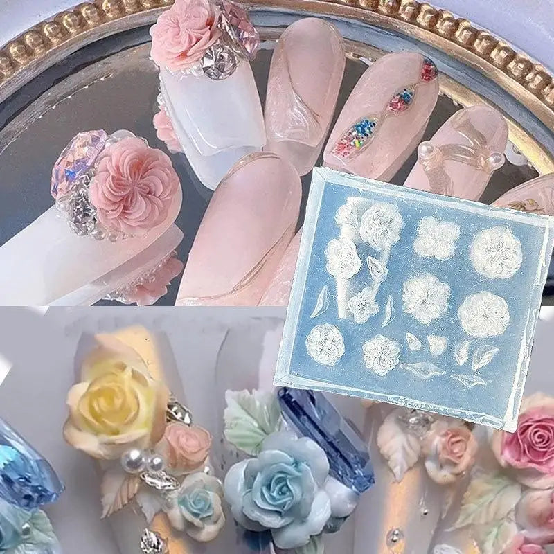 3D Flower & Bow Silicone Nail Art Mold | DIY Rose Design Silicone Nail Mold QXL