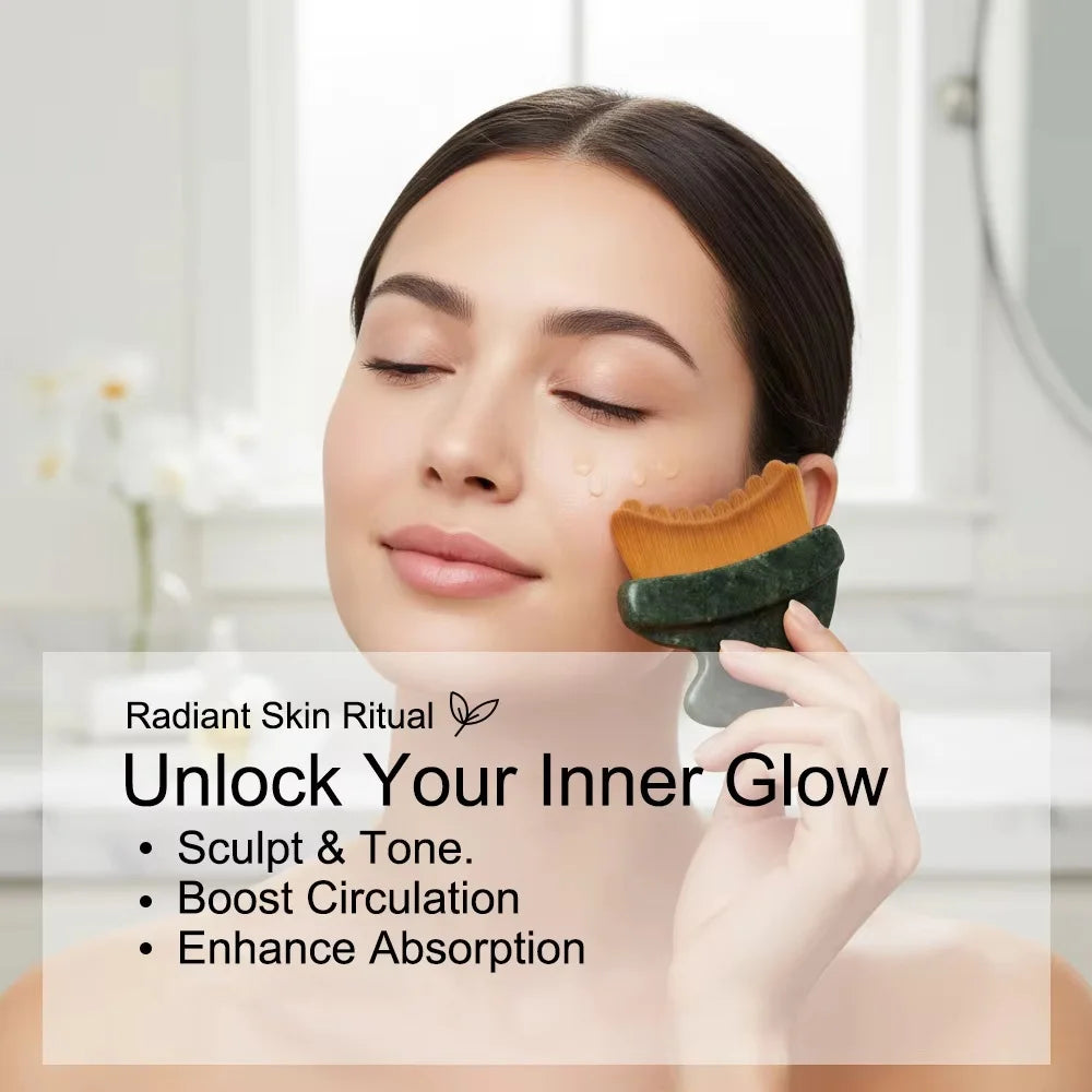Lymphatic Contour Face Brush & Gua Sha Tool | Ultra-Soft Facial Massage Tool QXL