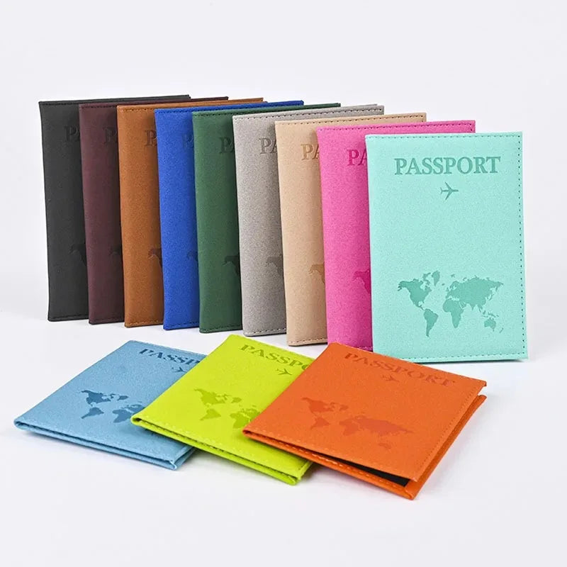 PU Leather Passport Cover | World Map Travel Organizer Case Passport Cover QXL