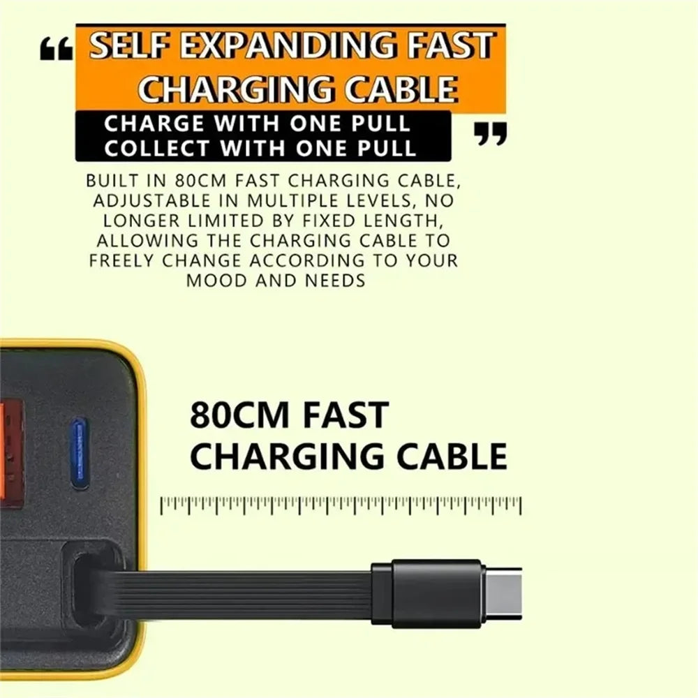 80W GaN USB-C Fast Charger with Retractable Cable | PD Quick Charge USB-C Fast Charger QXL