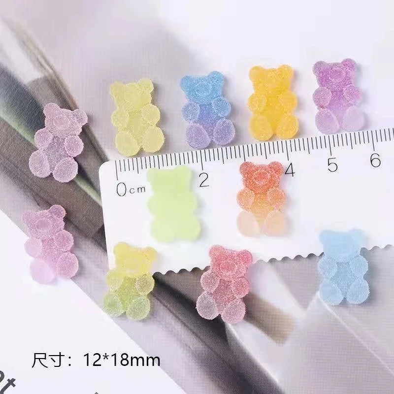 10-Pack 3D Gummy Bear Nail Charms | Kawaii Resin Decorations 3D Nail Charms QXL