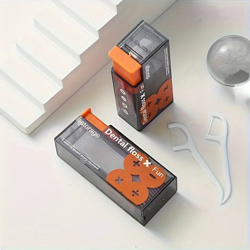 Pop-Up Dental Floss Dispenser Box with 10 Picks – Orange Floss Pick Dispenser QXL