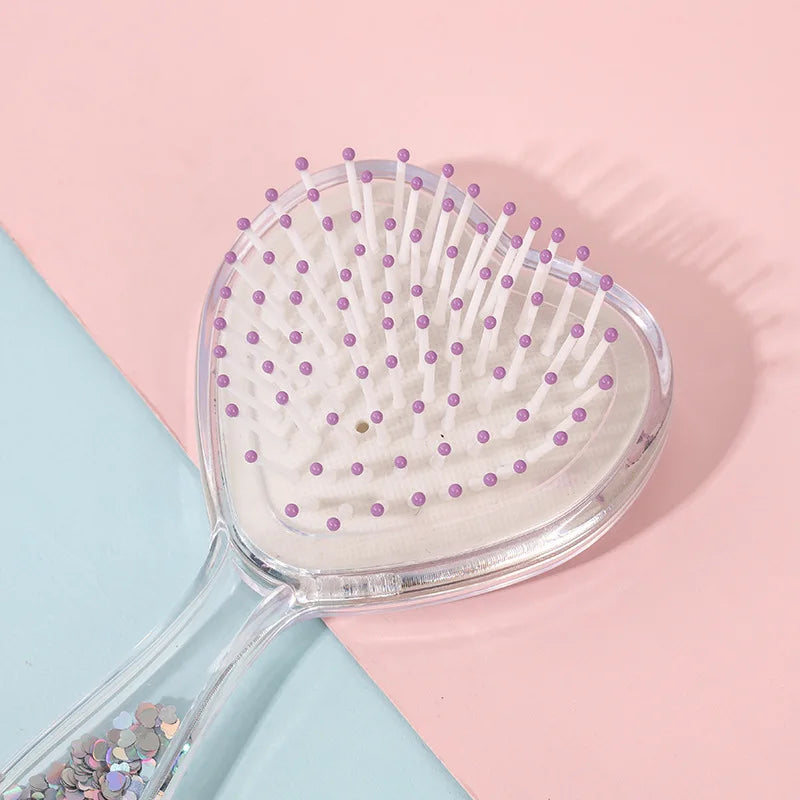 Glitter Heart-Shaped Air Cushion Hair Brush | Scalp Massage Air Cushion Hair Brush QXL