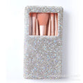 Diamond Mini Makeup Brush Travel Set with Mirror – 6 Pcs Makeup Brush Set QXL white