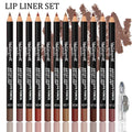 13-Pc Matte Lip Liner Kit | 12 Pencils & Sharpener Set Lip Liner Set QXL LIP LINER SET