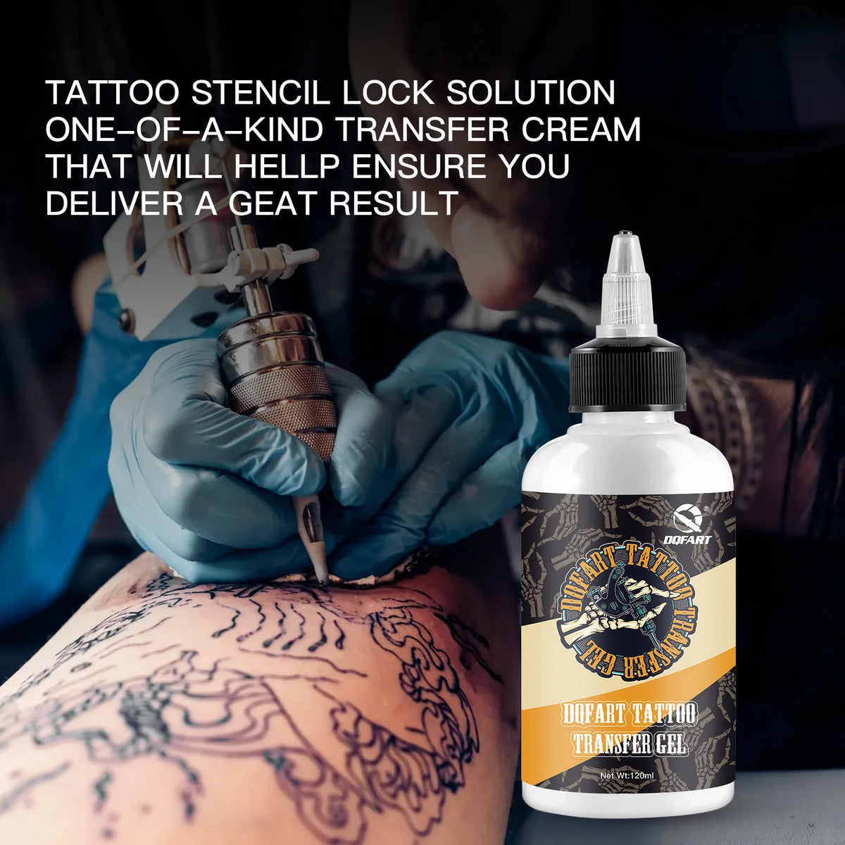 Tattoo Transfer Gel Paste 120ml | Quick-Dry Stencil Aid Tattoo Transfer Gel QXL
