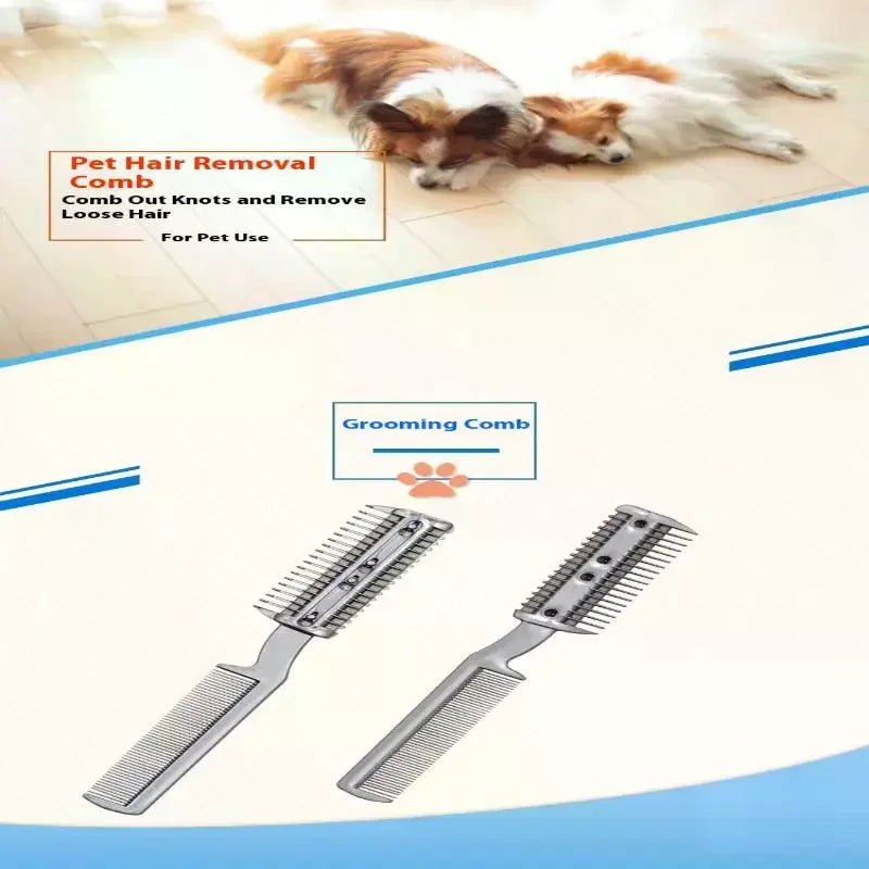 Pet Hair Thinning Razor Comb – Dog & Cat Grooming + 2 Blades Pet Grooming Comb QXL