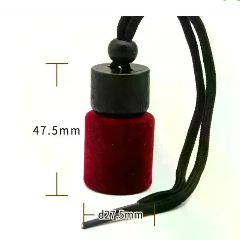 Red Plush Car Hanging Perfume Diffuser | Empty Glass Bottle Car Fragrance Diffuser QXL