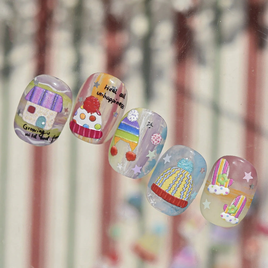 Winter 5D Nail Stickers | Beanie Mushroom Berry Decals Nail Art Stickers QXL