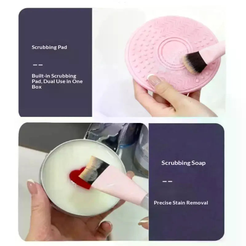 Heart-Shaped Makeup Brush Cleaning Soap 100g + Silicone Pad Brush Cleaning Soap QXL