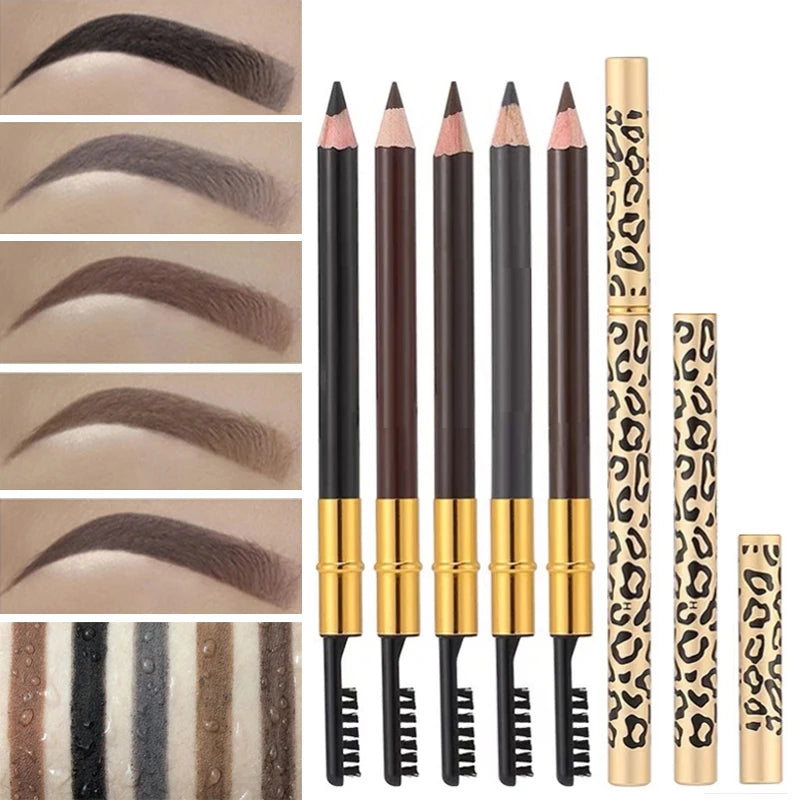 Waterproof Double-Ended Eyebrow Pencil & Spoolie Brush Eyebrow Pencil QXL